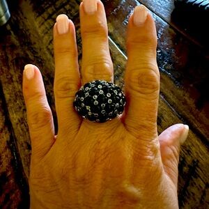 Fun black and bling adjustable cocktail ring!!